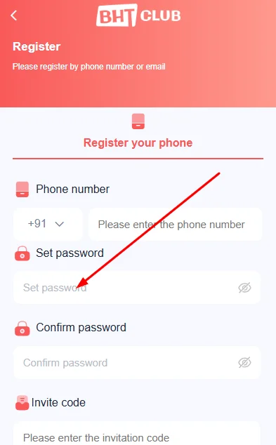 Set password to register